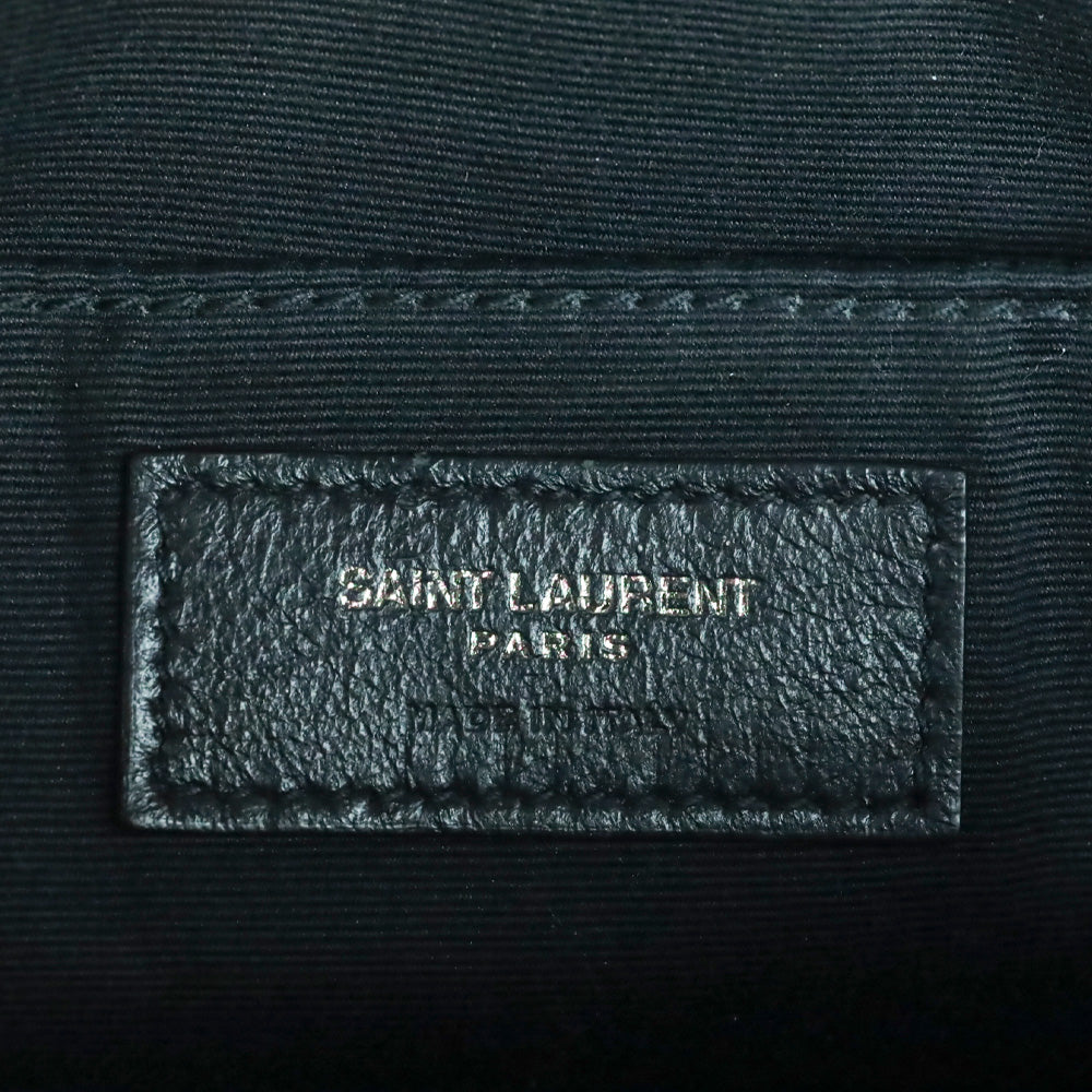Yves Saint Laurent Black Lambskin Logo Lou Camera Bag with Tassel