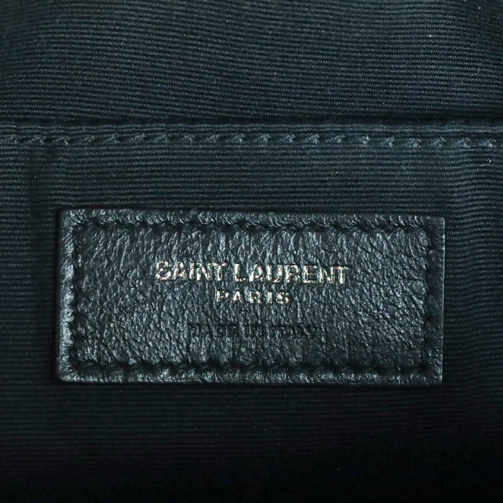 Yves Saint Laurent Black Lambskin Logo Lou Camera Bag with Tassel