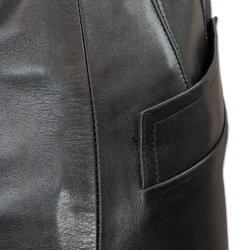 Yves Saint Laurent Black Leather Midi Pencil Skirt