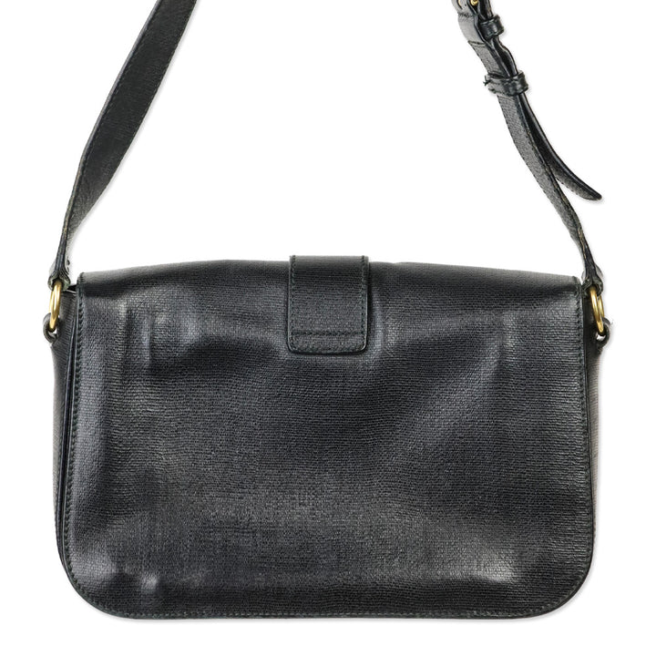 Yves Saint Laurent Black Leather Tortoiseshell Medium ChYc Flap Bag