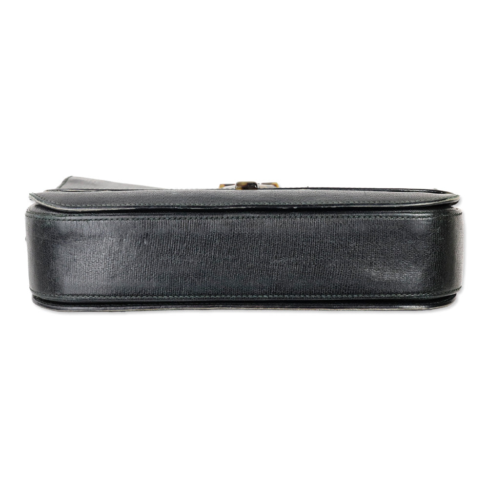 Yves Saint Laurent Black Leather Tortoiseshell Medium ChYc Flap Bag