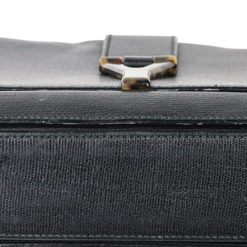 Yves Saint Laurent Black Leather Tortoiseshell Medium ChYc Flap Bag