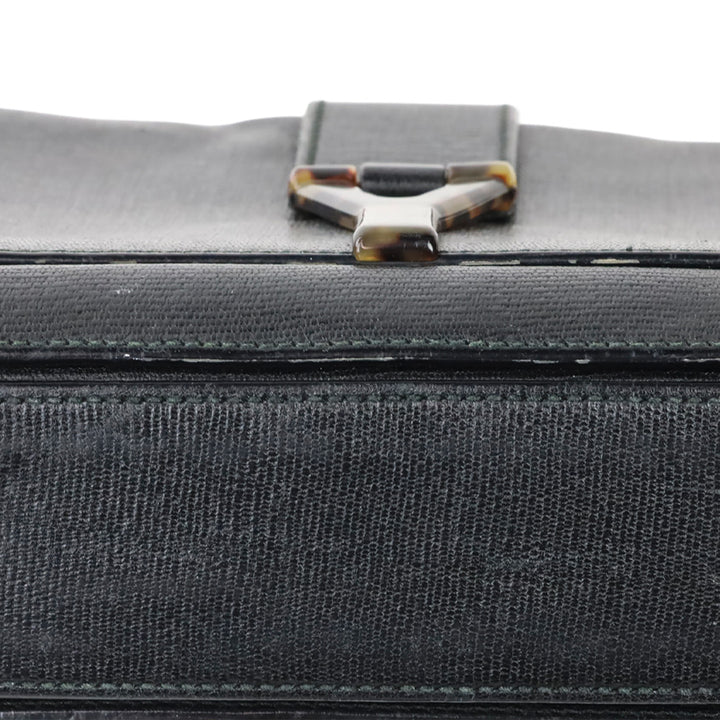 Yves Saint Laurent Black Leather Tortoiseshell Medium ChYc Flap Bag