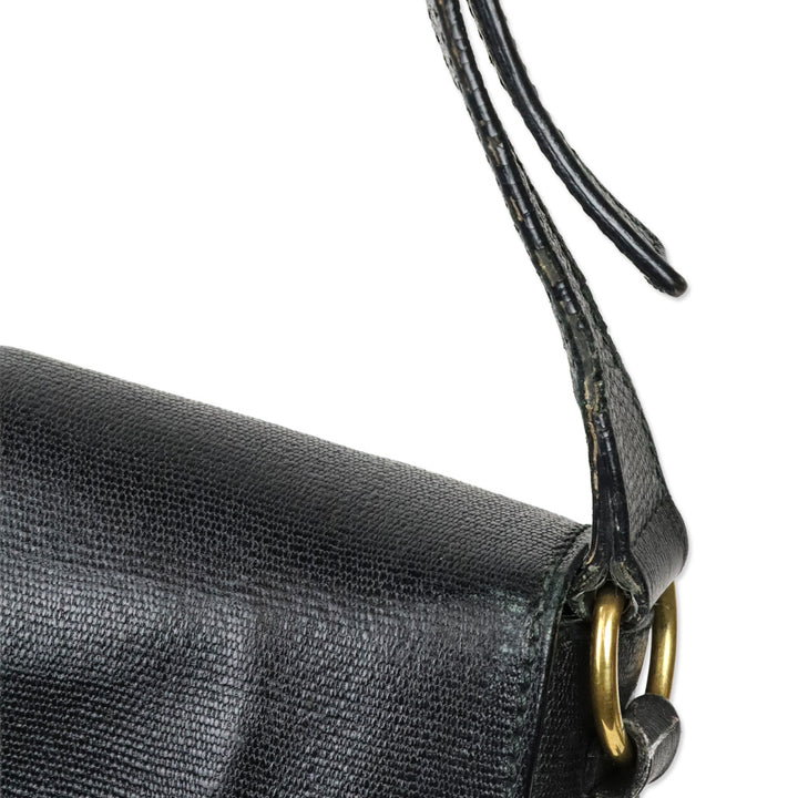 Yves Saint Laurent Black Leather Tortoiseshell Medium ChYc Flap Bag