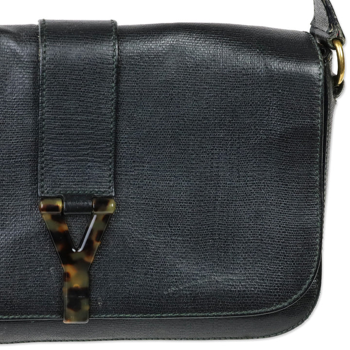 Yves Saint Laurent Black Leather Tortoiseshell Medium ChYc Flap Bag