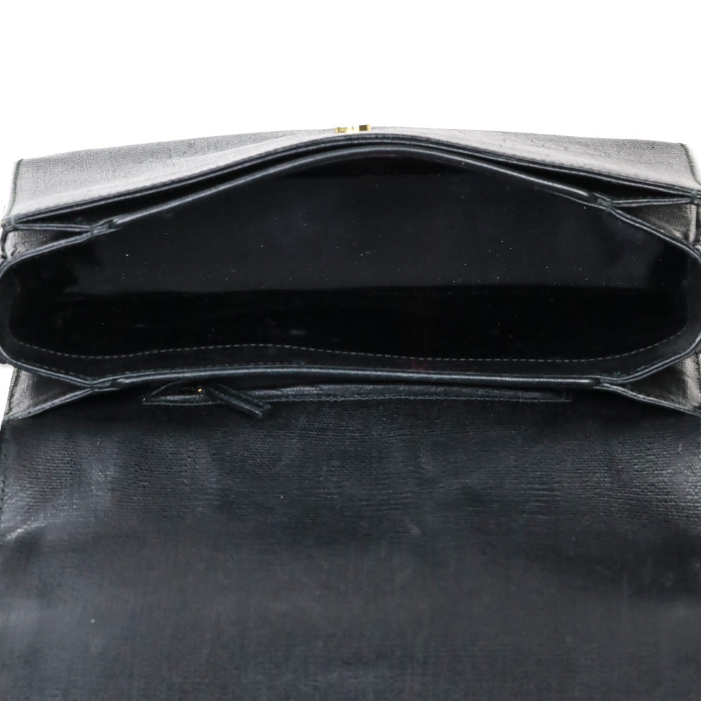 Yves Saint Laurent Black Leather Tortoiseshell Medium ChYc Flap Bag