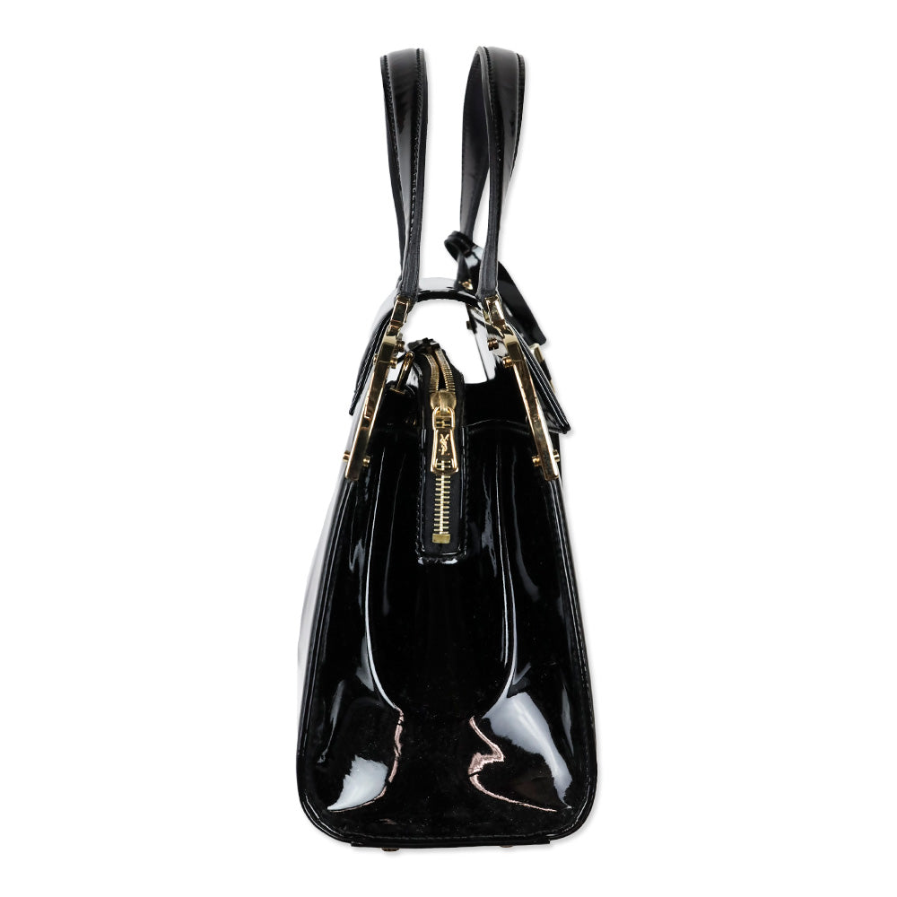 Yves Saint Laurent Black Patent Leather Medium Uptown Bag