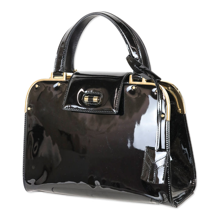 Yves Saint Laurent Black Patent Leather Medium Uptown Bag