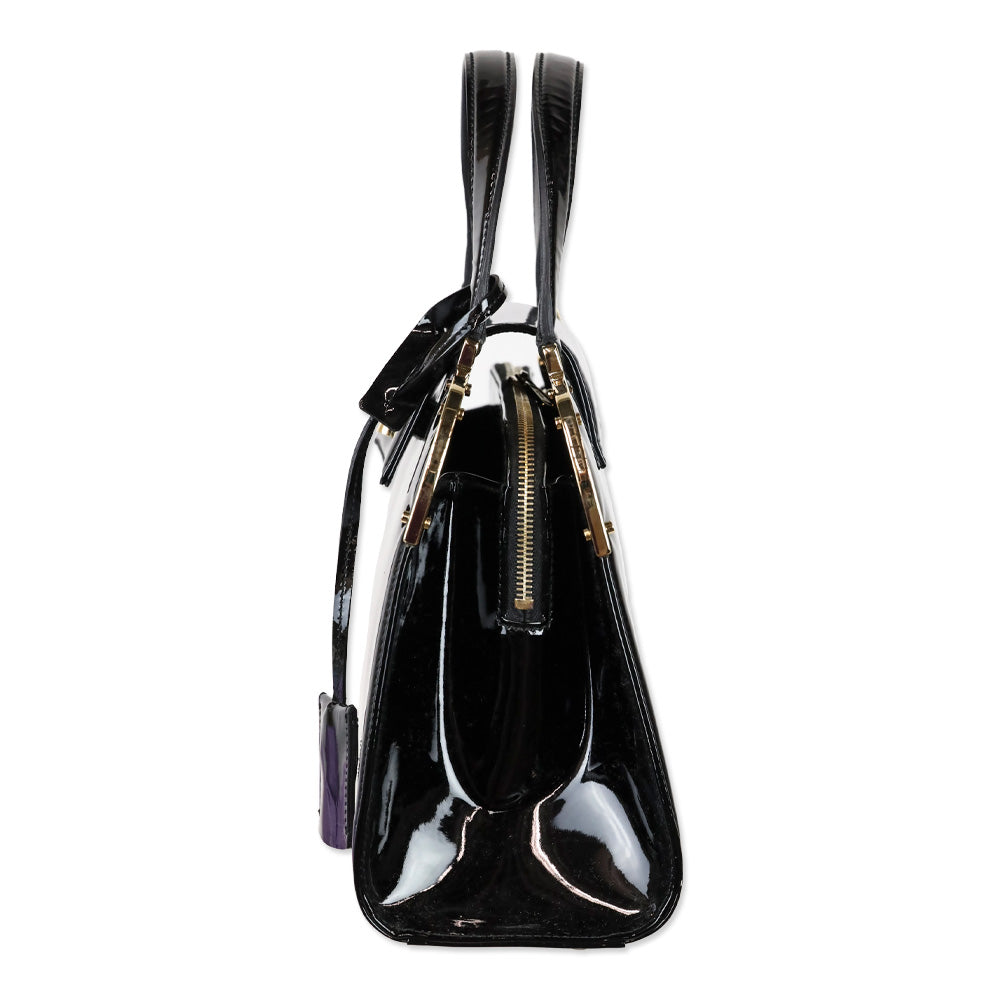 Yves Saint Laurent Black Patent Leather Medium Uptown Bag