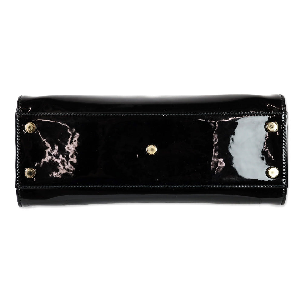 Yves Saint Laurent Black Patent Leather Medium Uptown Bag