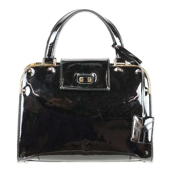 Yves Saint Laurent Black Patent Leather Medium Uptown Bag