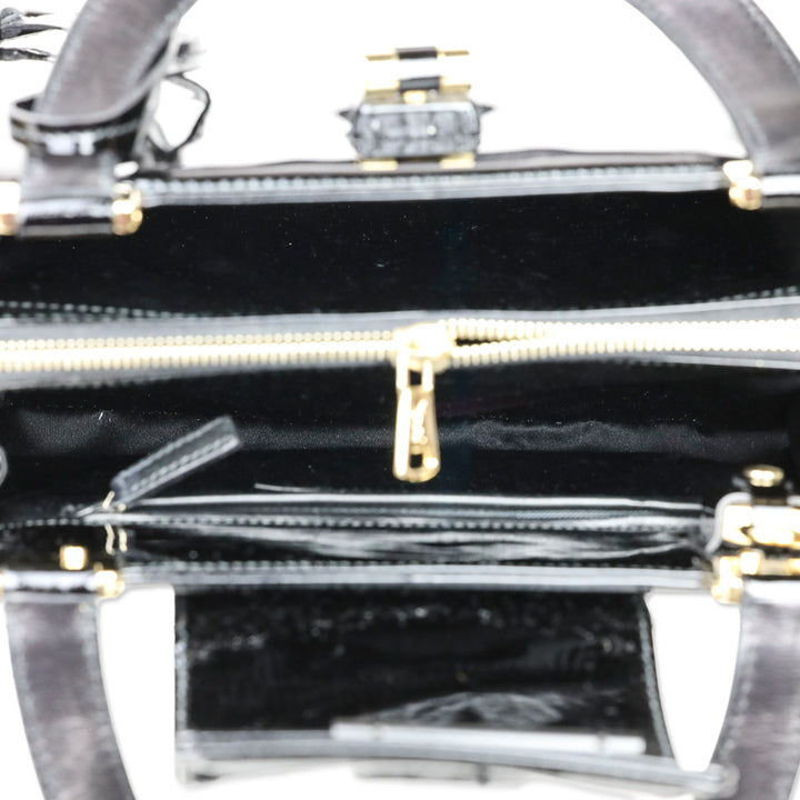Yves Saint Laurent Black Patent Leather Medium Uptown Bag
