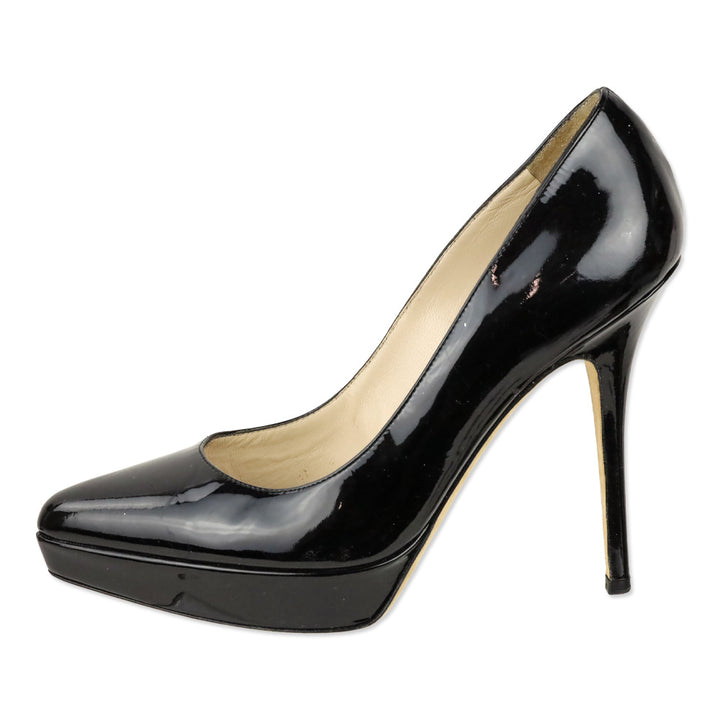 Yves Saint Laurent Black Patent Leather Pointed Platform Pumps