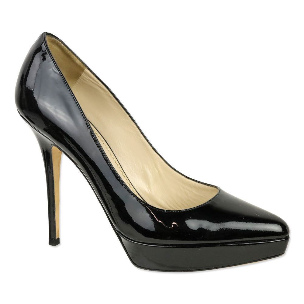 Yves Saint Laurent Black Patent Leather Pointed Platform Pumps