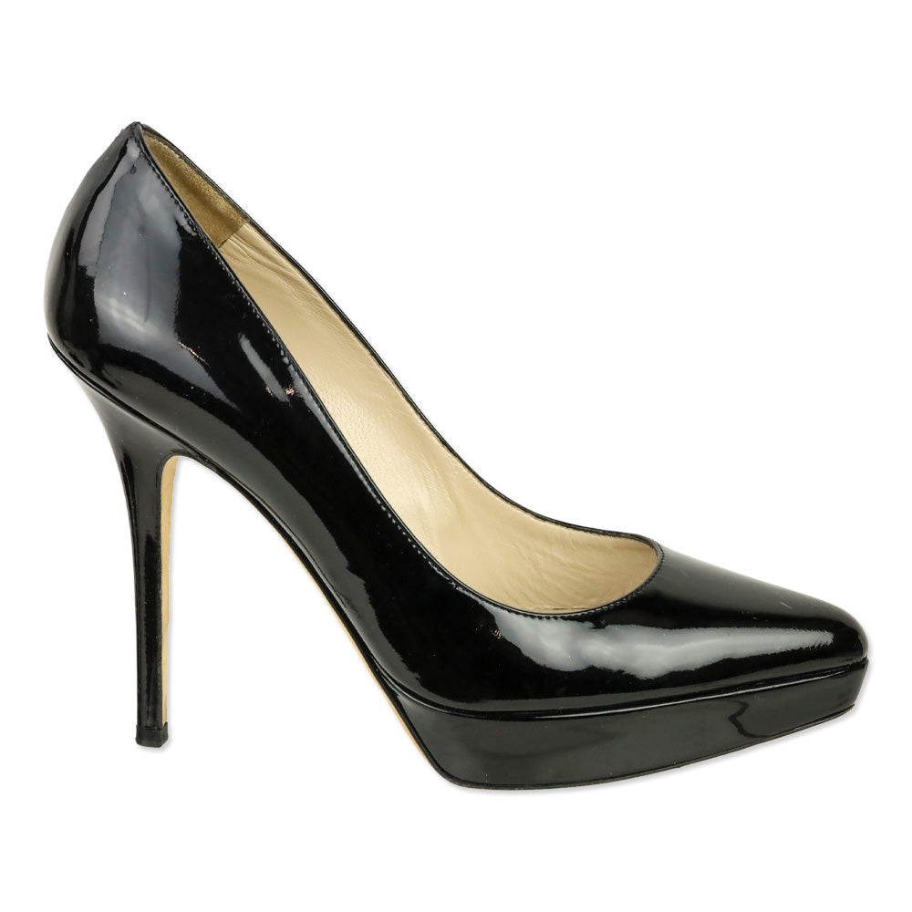 Yves Saint Laurent Black Patent Leather Pointed Platform Pumps
