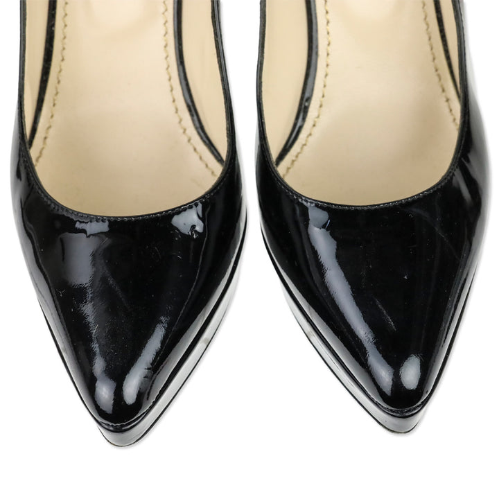 Yves Saint Laurent Black Patent Leather Pointed Platform Pumps