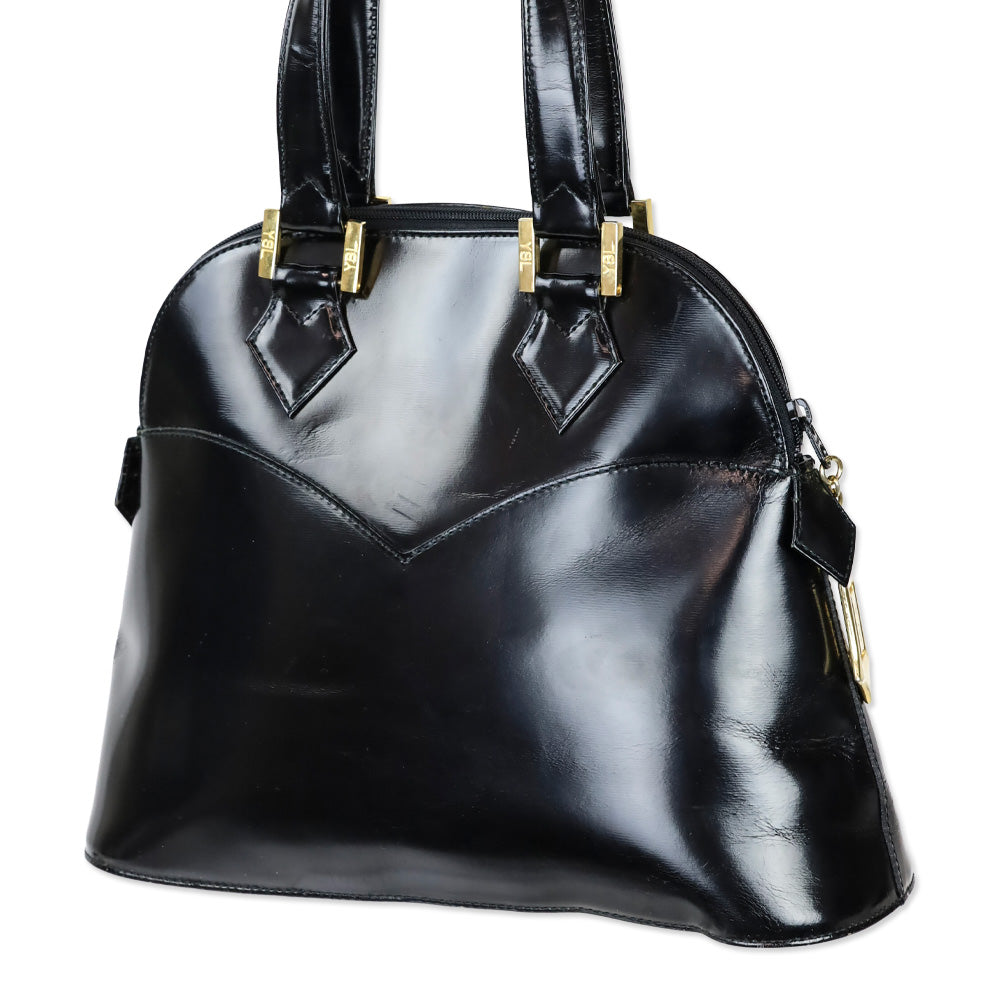 Yves Saint Laurent Black Patent Leather Satchel