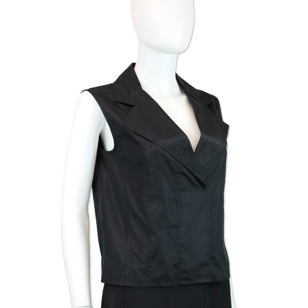 Yves Saint Laurent Black Silk Sleeveless Collared Top