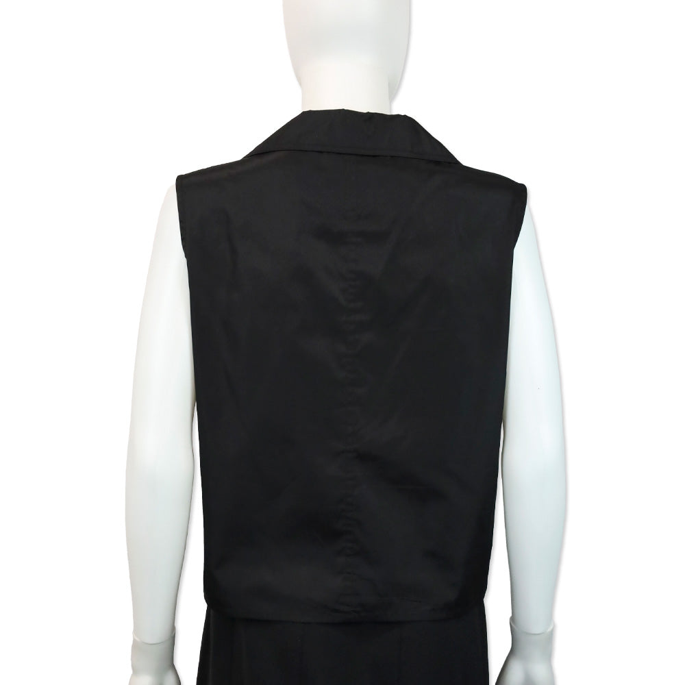 Yves Saint Laurent Black Silk Sleeveless Collared Top