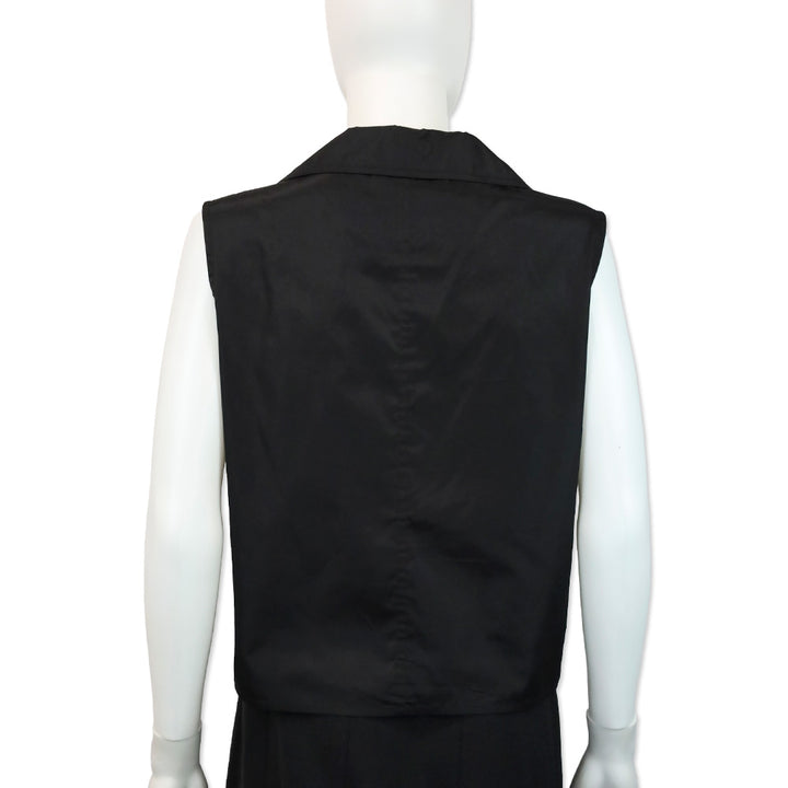 Yves Saint Laurent Black Silk Sleeveless Collared Top