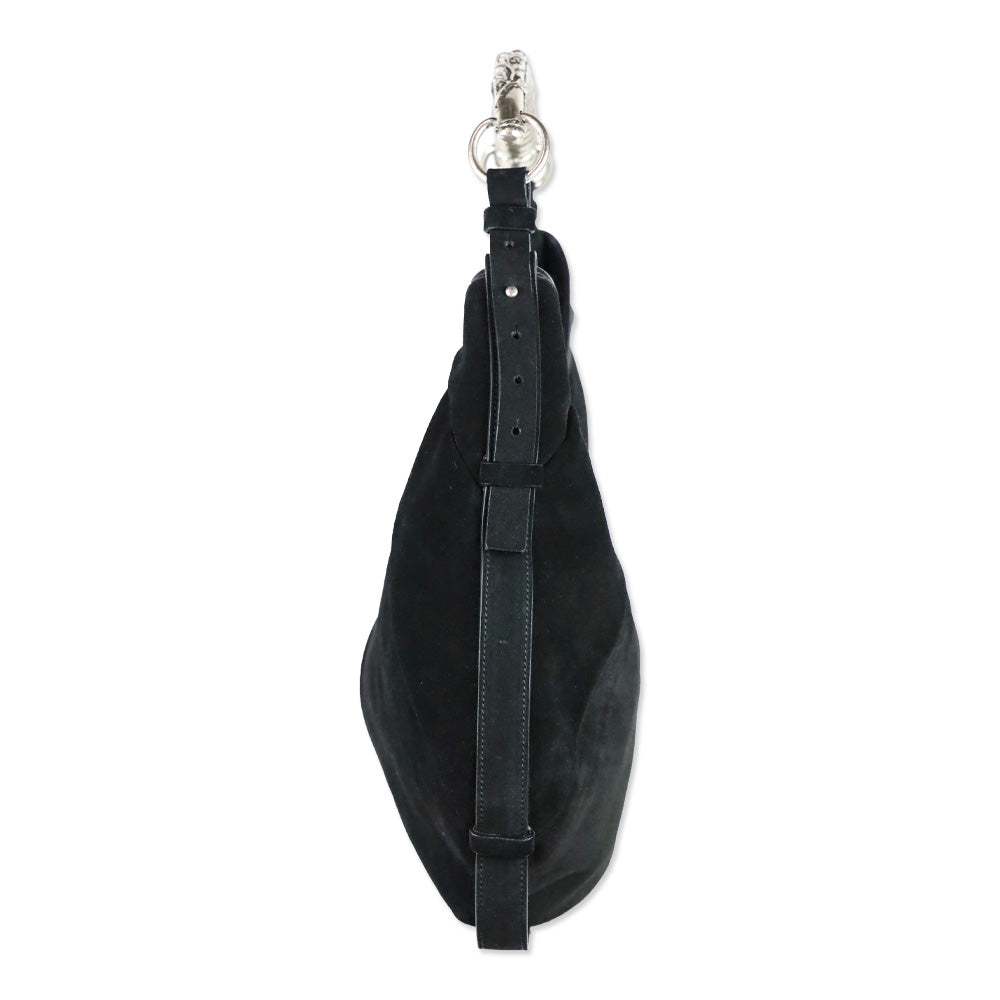 Yves Saint Laurent Black Suede Mombasa Horn Bag
