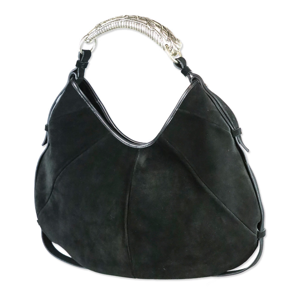 Yves Saint Laurent Black Suede Mombasa Horn Bag