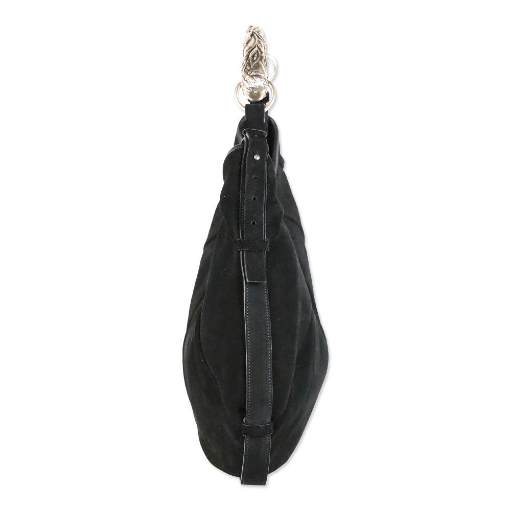 Yves Saint Laurent Black Suede Mombasa Horn Bag