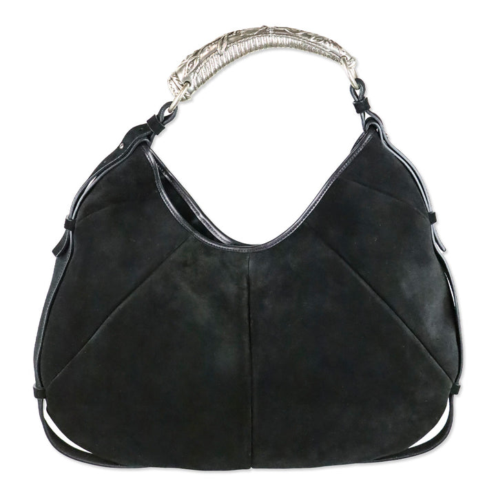 Yves Saint Laurent Black Suede Mombasa Horn Bag