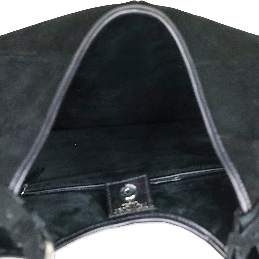 Yves Saint Laurent Black Suede Mombasa Horn Bag