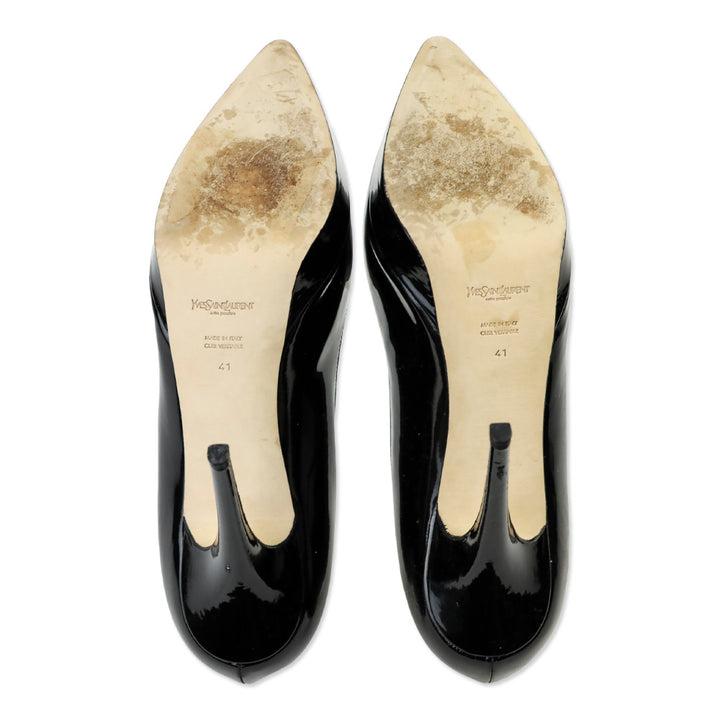 Yves Saint Laurent Black Vitello Vernice Soft Lauren 100 Pump