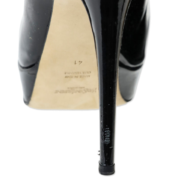 Yves Saint Laurent Black Vitello Vernice Soft Lauren 100 Pump