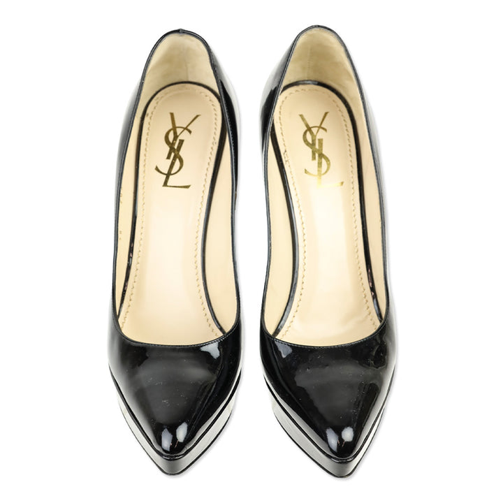 Yves Saint Laurent Black Vitello Vernice Soft Lauren 100 Pump