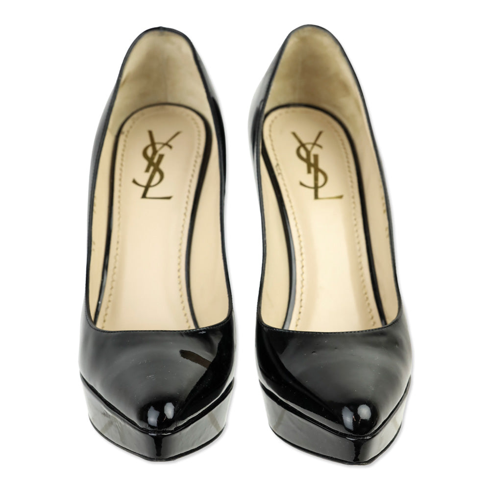 Yves Saint Laurent Black Vitello Vernice Soft Lauren 100 Pump