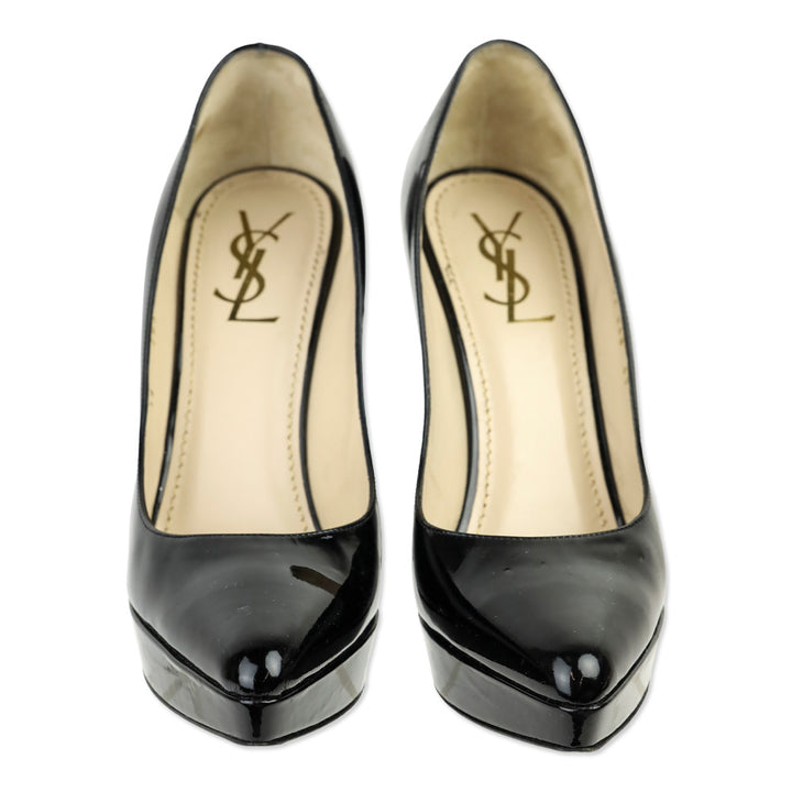 Yves Saint Laurent Black Vitello Vernice Soft Lauren 100 Pump
