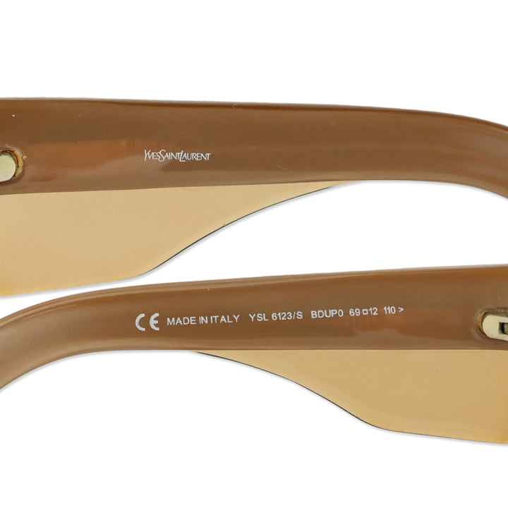 Yves Saint Laurent Brown Acetate Oversized Round Sunglasses