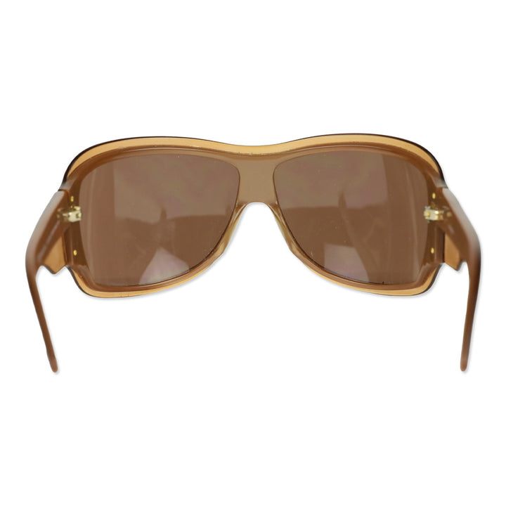 Yves Saint Laurent Brown Acetate Oversized Round Sunglasses