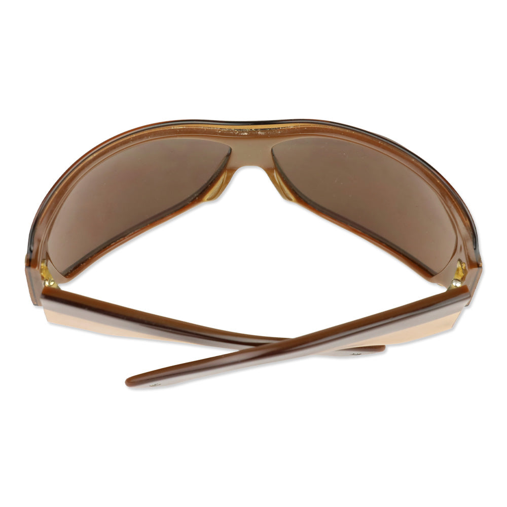 Yves Saint Laurent Brown Acetate Oversized Round Sunglasses