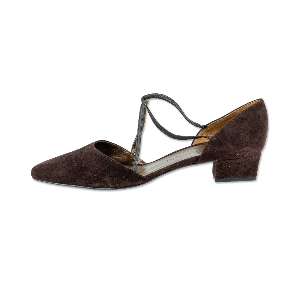 Yves Saint Laurent Brown Suede D'Orsay Pointed Toe Pumps