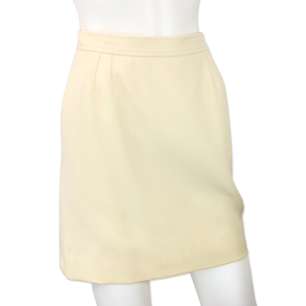 Yves Saint Laurent Cream Wool Midi Skirt