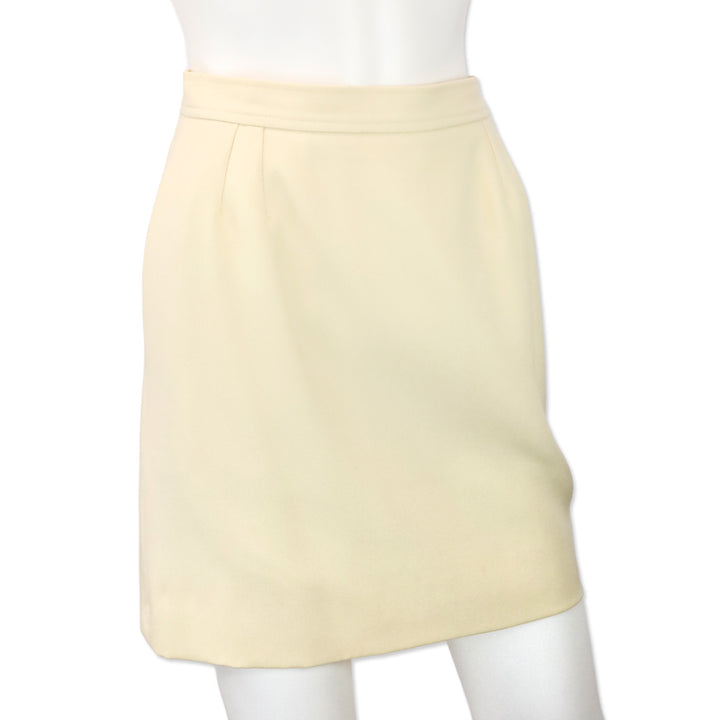 Yves Saint Laurent Cream Wool Midi Skirt