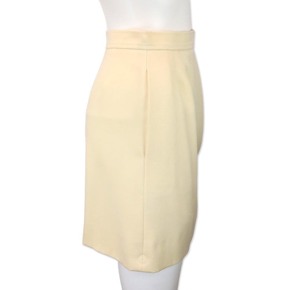 Yves Saint Laurent Cream Wool Midi Skirt