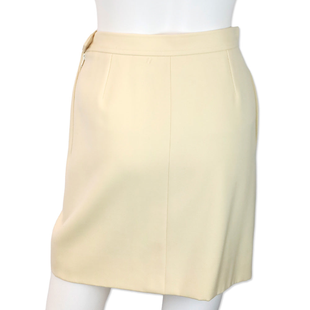 Yves Saint Laurent Cream Wool Midi Skirt
