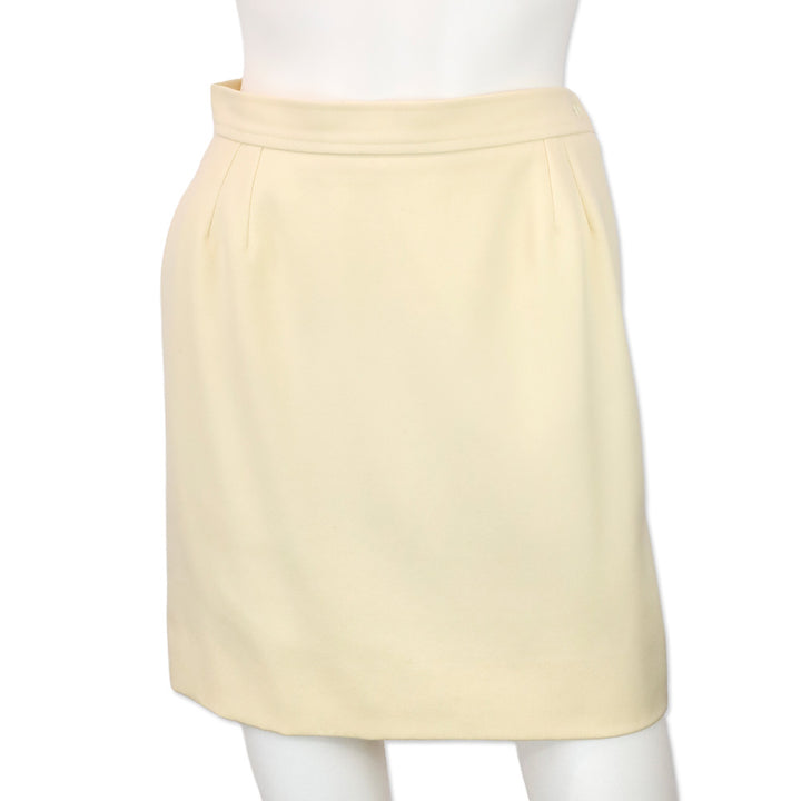Yves Saint Laurent Cream Wool Midi Skirt