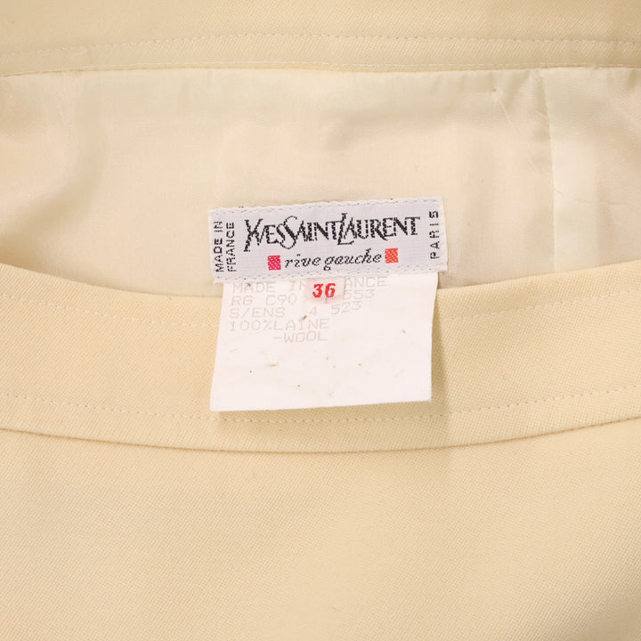 Yves Saint Laurent Cream Wool Midi Skirt
