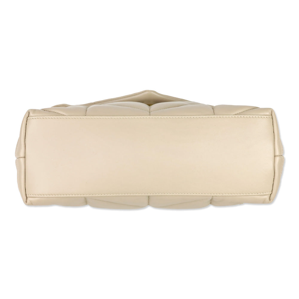 Yves Saint Laurent Dark Beige Quilted Nappa Leather LouLou Puffer Small Shoulder Bag