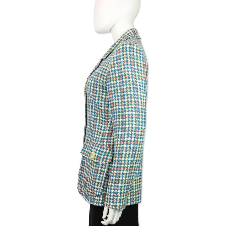 Yves Saint Laurent Encore Blue Multicolor Tweed Blazer