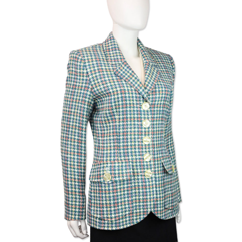 Yves Saint Laurent Encore Blue Multicolor Tweed Blazer