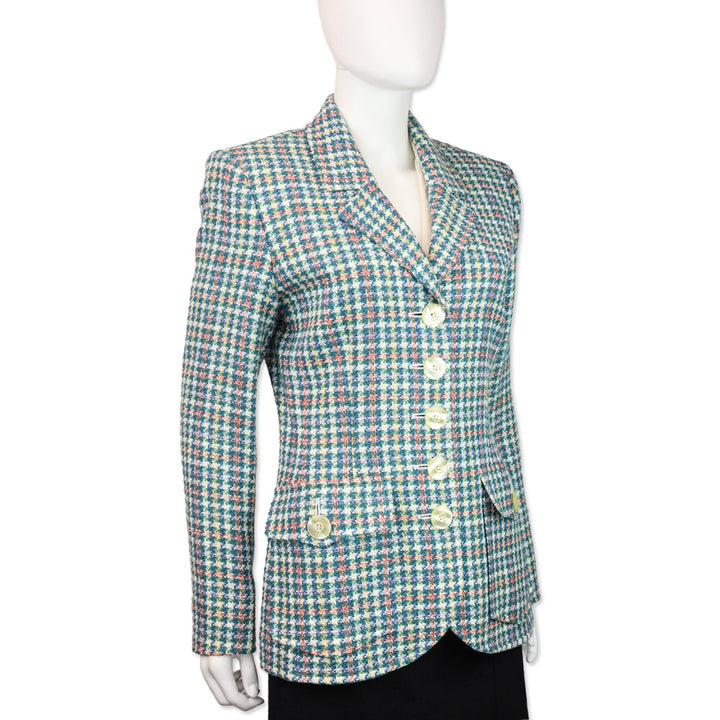 Yves Saint Laurent Encore Blue Multicolor Tweed Blazer