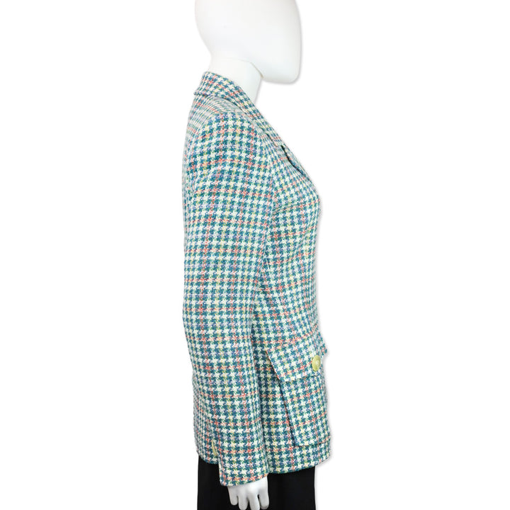 Yves Saint Laurent Encore Blue Multicolor Tweed Blazer