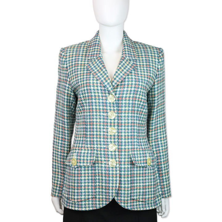 Yves Saint Laurent Encore Blue Multicolor Tweed Blazer
